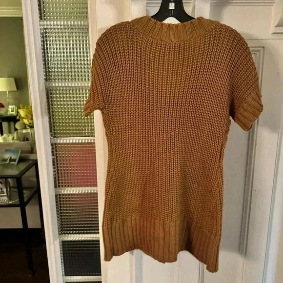 Soft Surroundings Size S Wool Blend City Tunic Sweater Brown Short Sleeve - Picture 3 of 9